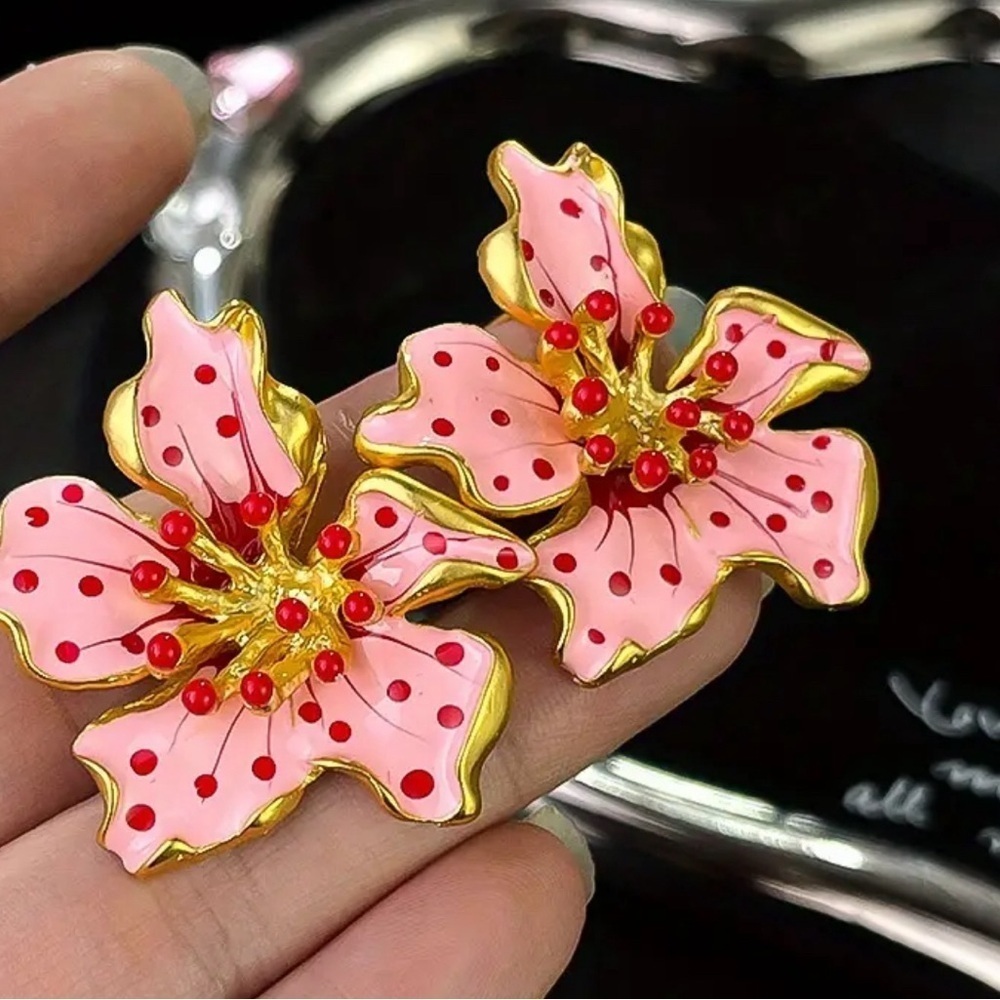 Trendy vintage Flower Bomb Earrings - pink